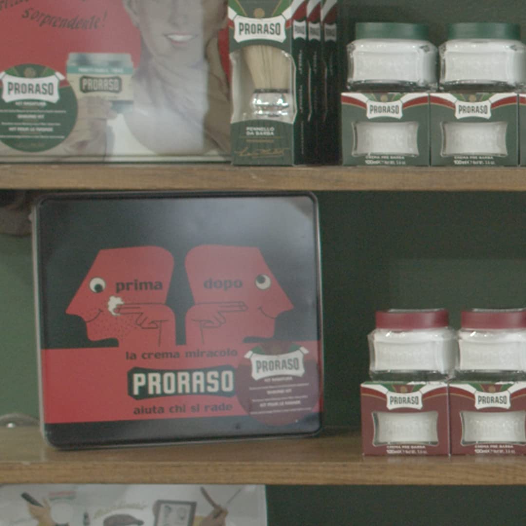 Proraso after shave balm being applied for soothing finish.