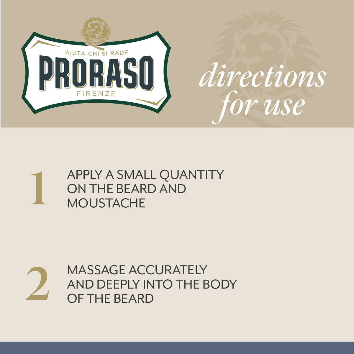 Proraso Azur Lime balm massaged into beard for smoother growth.