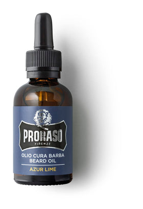 Proraso Azur Lime oil being applied to the beard for shine.