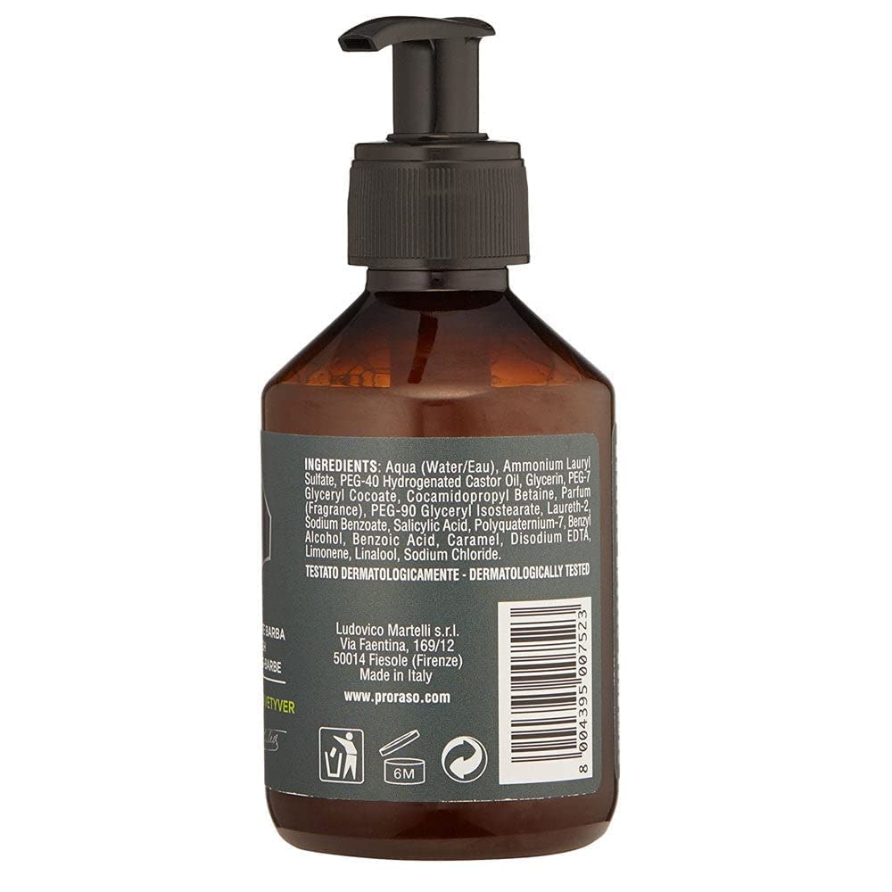 Proraso Cypress Vetiver beard wash lather illustrates gentle cleansing.