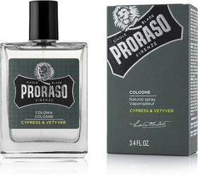 Proraso Cypress & Vetiver cologne bottle for a fresh, long-lasting masculine scent.