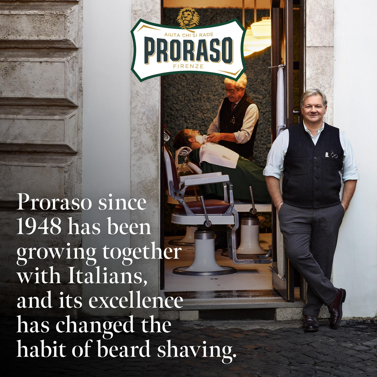Travel-ready display of Proraso Cypress & Vetiver cologne for on-the-go fragrance.