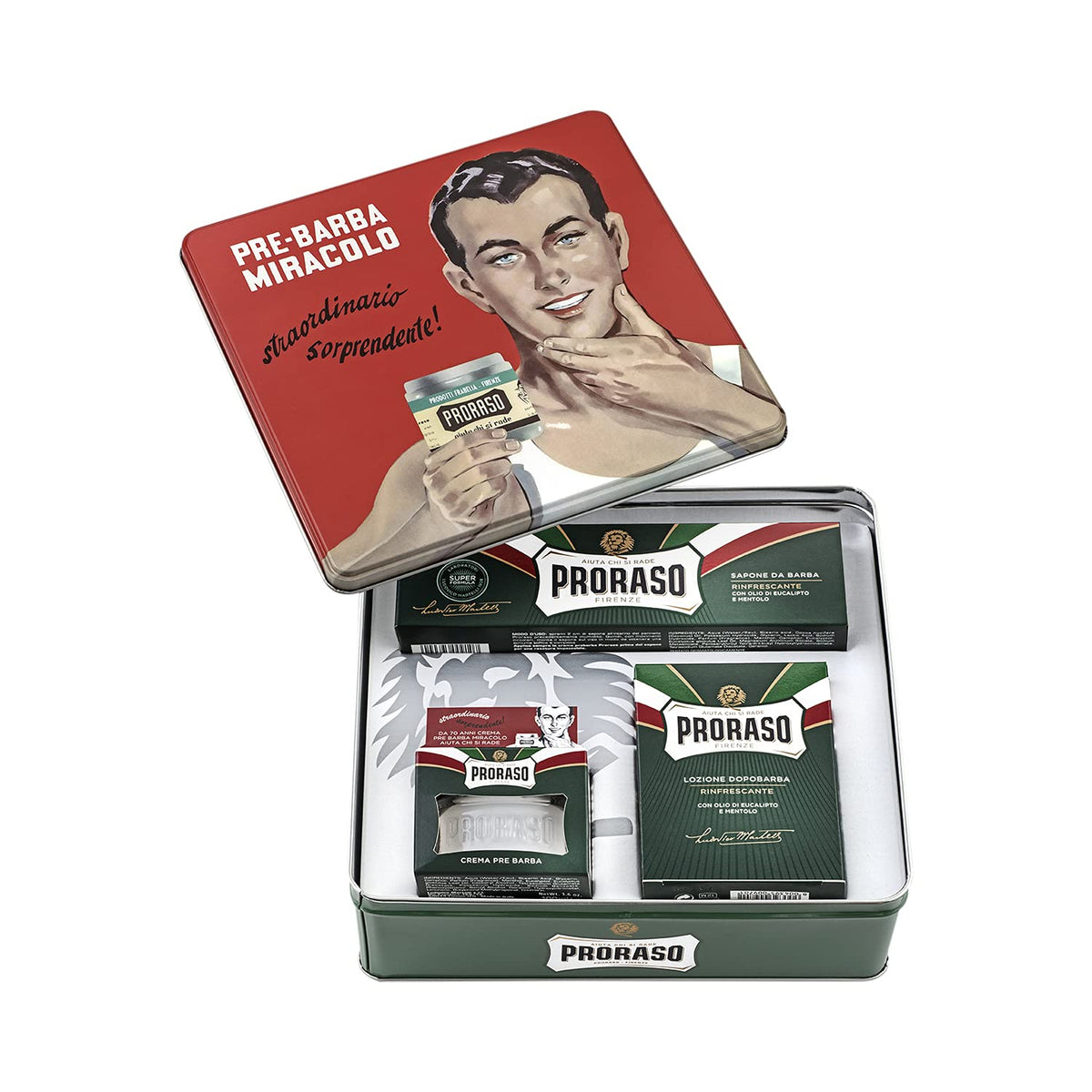 Proraso Vintage Gino Tin, premium grooming kit for a smooth shave
