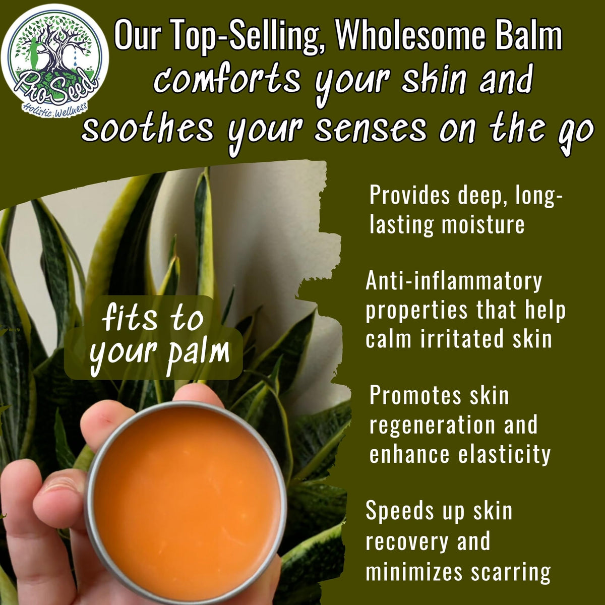 ProSeed Holistic Wellness balm applied to dry skin for deep hydration
