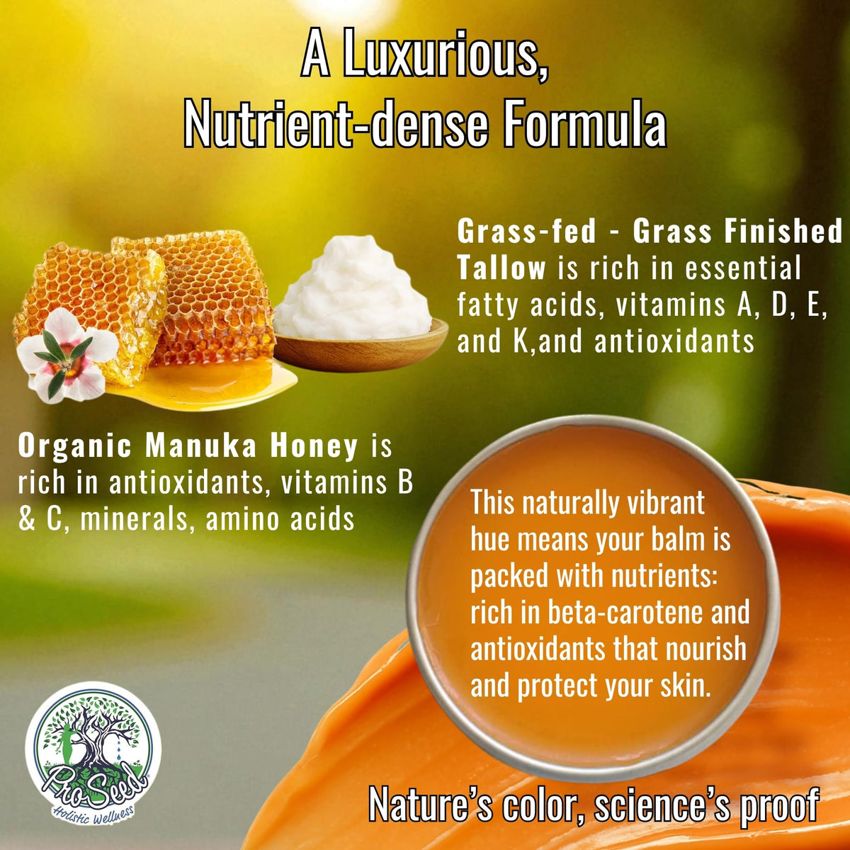 ProSeed Holistic Wellness frankincense and turmeric ingredients highlight natural skincare power