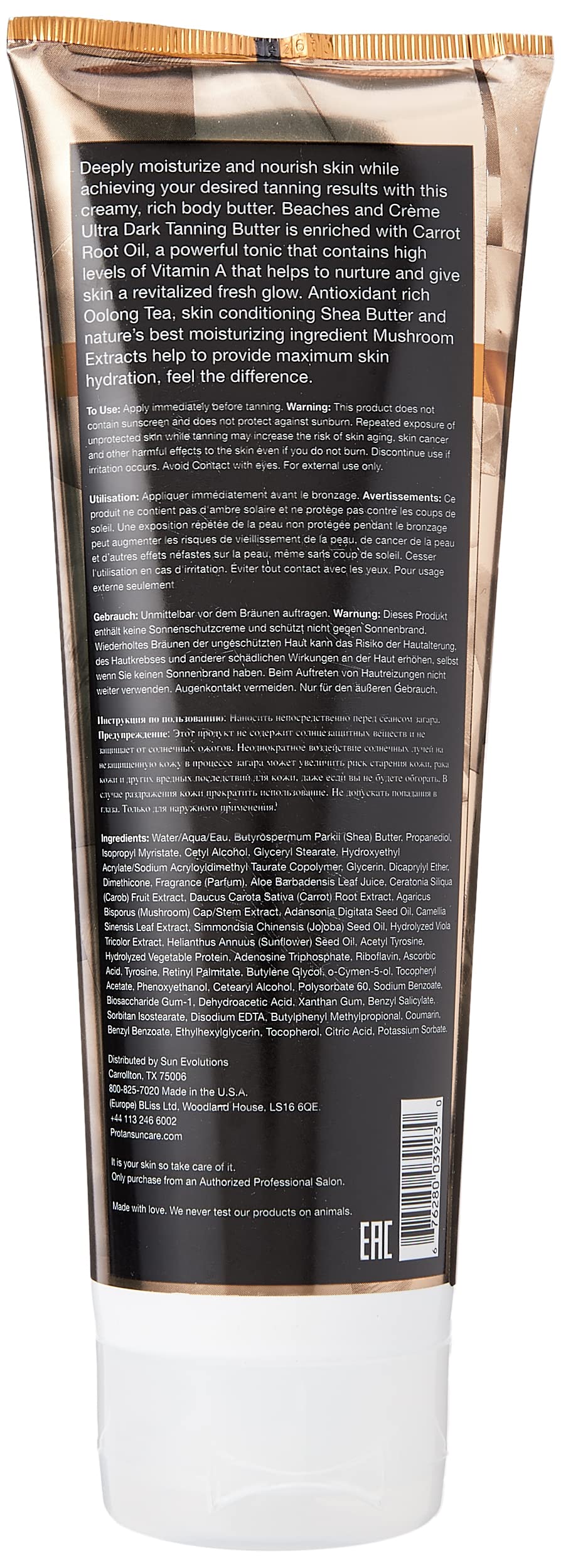 ProTan BEACHES CREME texture close-up shows a rich, non-greasy application.