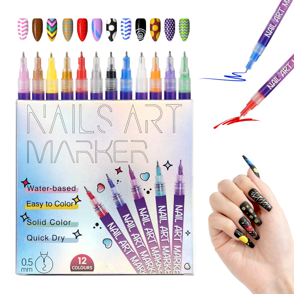 PROTECTMETER nail art pen 0.5mm tip enables precise outlines on natural nails.