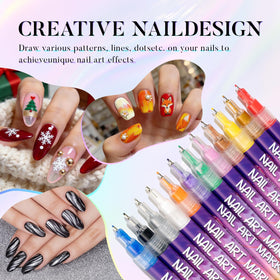 PROTECTMETER nail art pen with 12 vibrant colors for quick, streak-free designs.