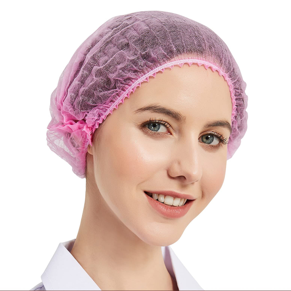 ProtectX 100-pack pink hair nets for quick sanitation in busy kitchens.