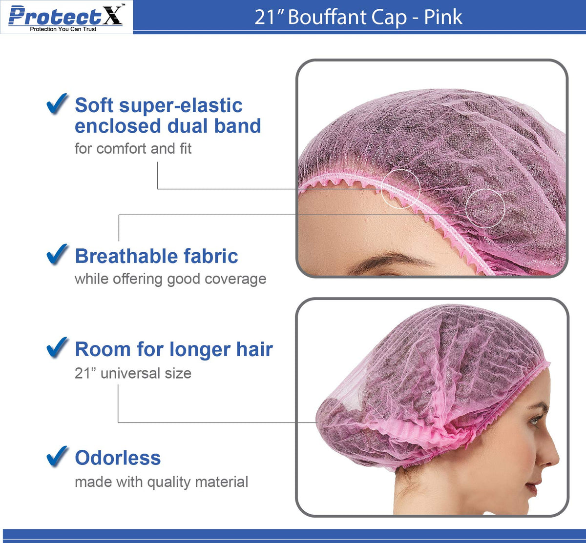 ProtectX non-woven polypropylene fabric is lint-free and fray-free for daily use.