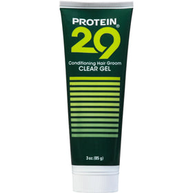 Protein 17 Protein 29 gel bottle close-up highlighting clear hold.