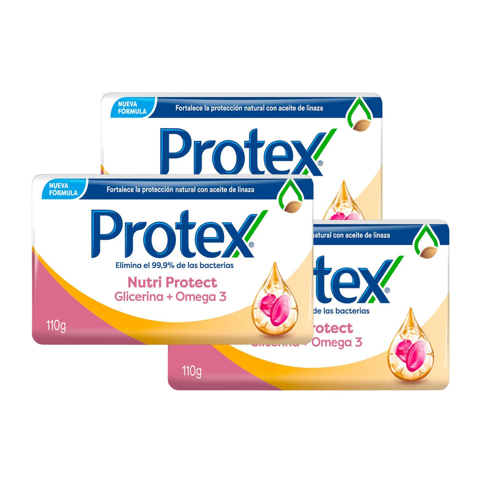 Protexx antibacterial bar soap 3-pack for convenient daily cleansing across the family.