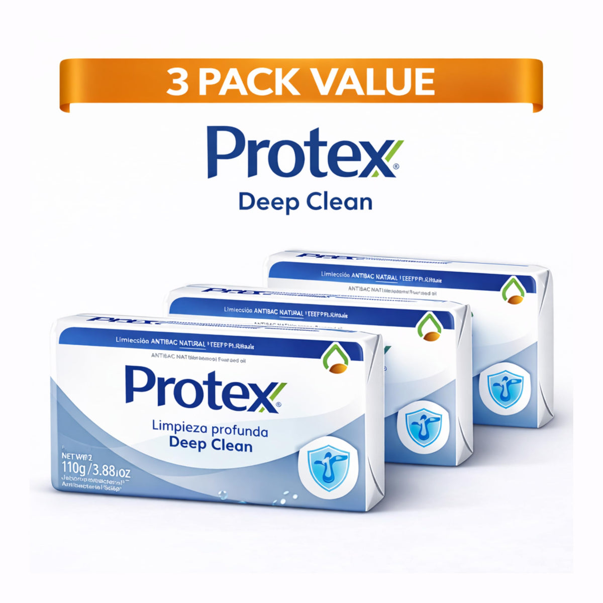 Protexx antibacterial bar soap oats + prebiotics 3-pack supports gentle cleansing.