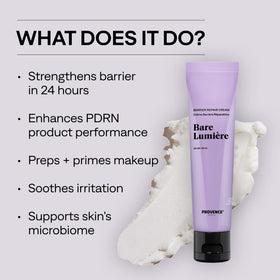 Provence Beauty BARE LUMIÈRE Ectoin shield hints at calming protection from environmental stress.