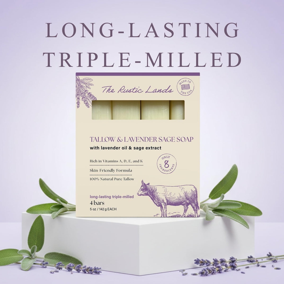 PROVENCE ESSENTIALS The Rustic Lands ingredients blend: tallow, honey, olive oil for moisturized skin