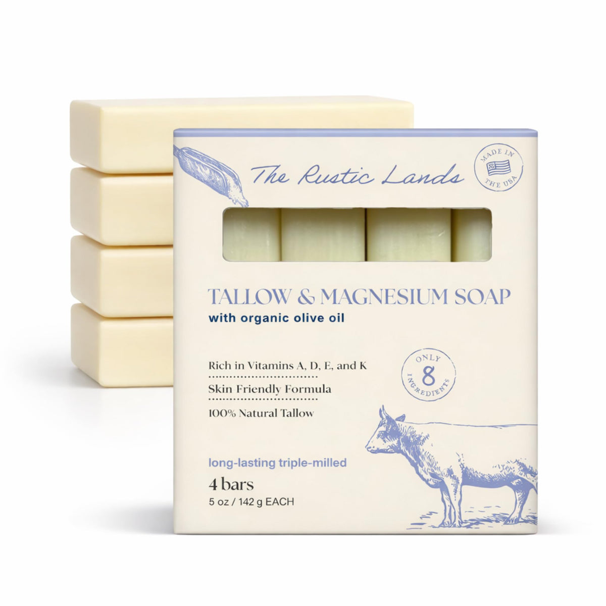 PROVENCE ESSENTIALS The Rustic Lands soap bar on wooden dish for gentle cleansing.
