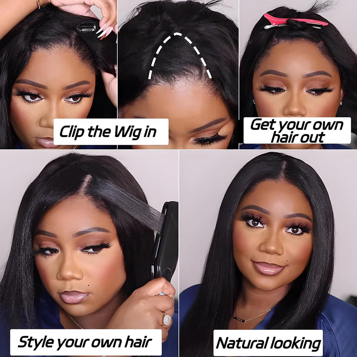 Prtyopp V Part Wig realistic hairline supports comfortable daily wear