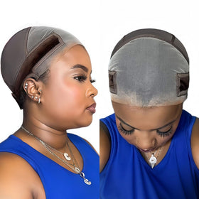 Prudenp lace wig grip cap with 11x5 brown transparent lace for secure, slip-free wear.