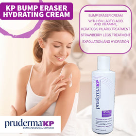 Pruderma KP lotion pump close-up showing smooth creamy texture for daily care.