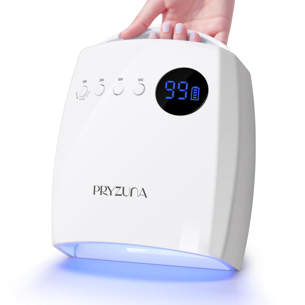 Pryzuna UV LED Nail Lamp front view for quick gel curing at home