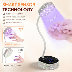 PRYZUNA UV LED Nail Lamp Diamond LCD display shows time and battery