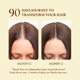 Castor oil bottle with Psalmonica label for easy scalp massage.