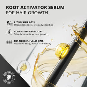 Psalmonica Hair Growth Serum close-up showing ginger-rosemary blend for scalp support.