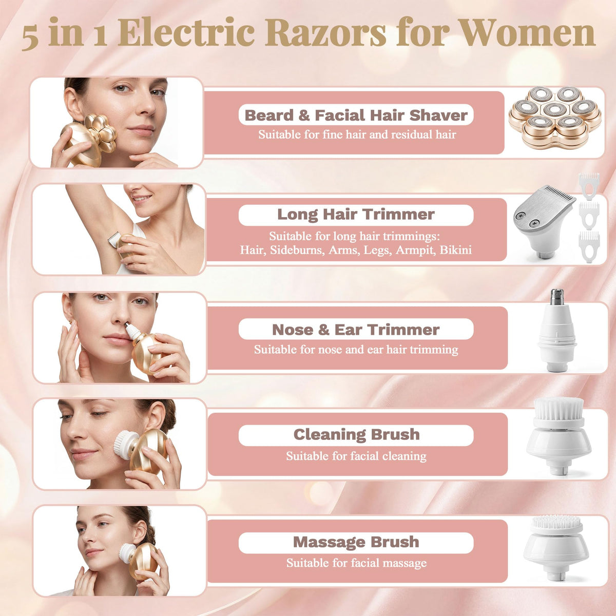 PSmicor bikini-trimmer attachment provides precise styling in sensitive areas.