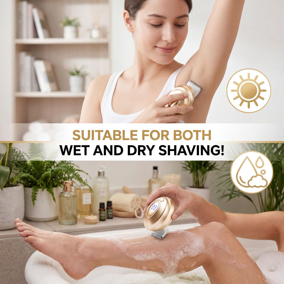 PSmicor waterproof wet/dry shaving enables use in shower.