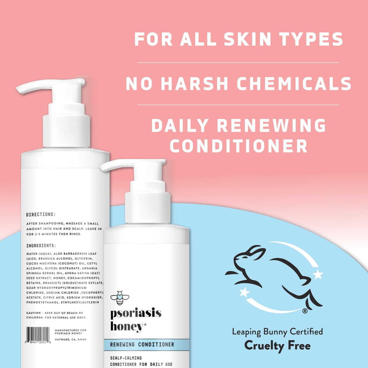 PSORIASIS HONEY Renewing Conditioner packaging on shelf signaling family-friendly care.