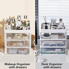 PTBSZCWY cosmetic storage box in white on a clean surface for compact storage.