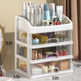 PTBSZCWY drawer organization makeup case displayed on a dresser to reduce clutter.