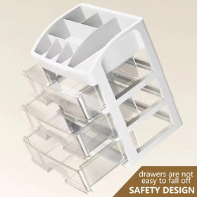 PTBSZCWY closeup of the top partition and drawers with cosmetics neatly arranged.