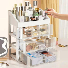 PTBSZCWY vanity organizer in white with front view for accessible storage.