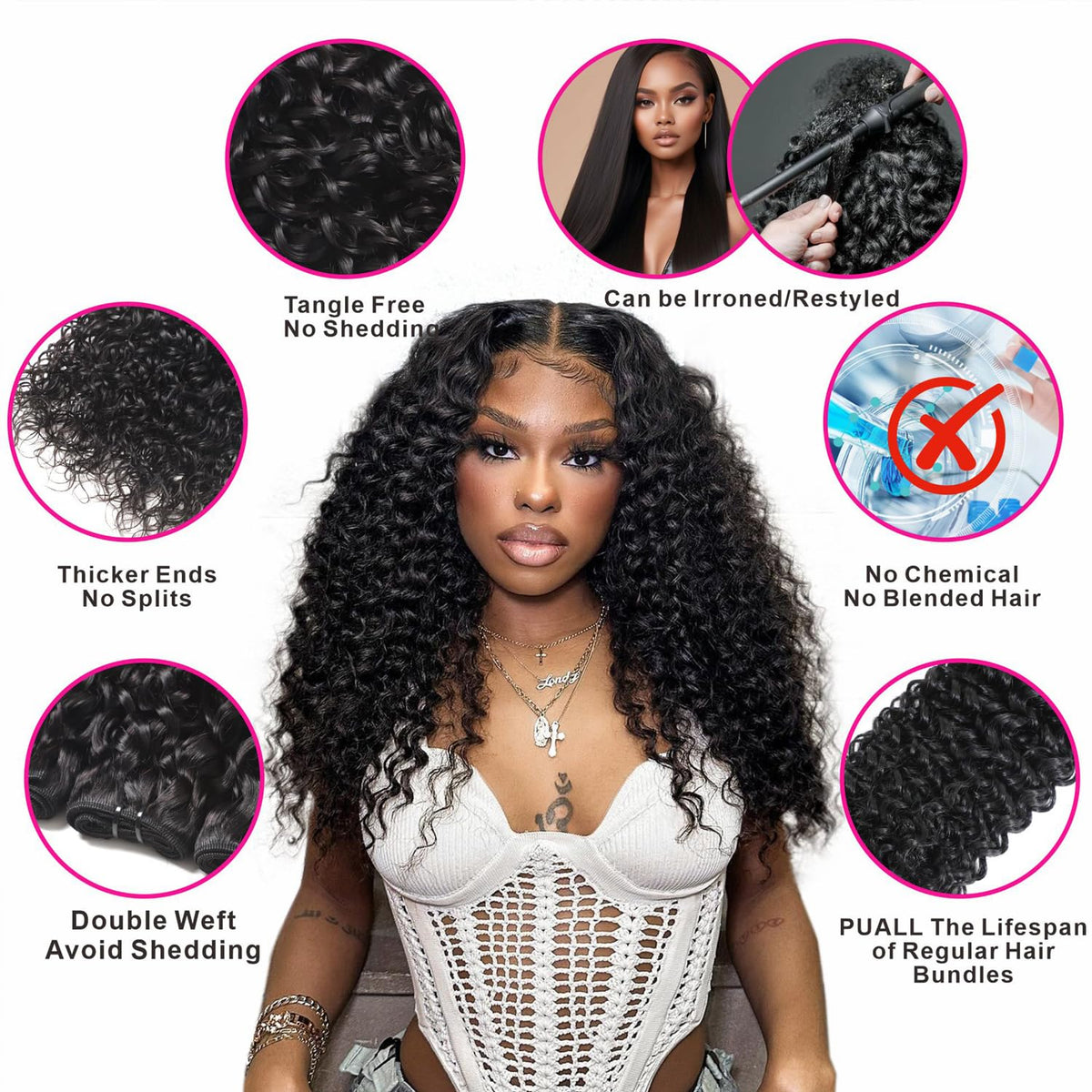 PUALL Brazilian Burmese curly hair for voluminous healthy shine