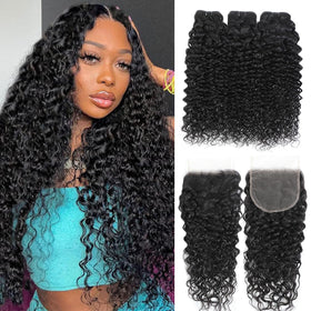 PUALL water wave bundles 20 inches with closure for natural movement