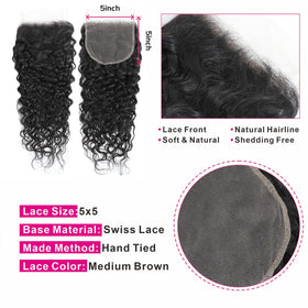PUALL water wave bundles 24 plus 18 inches with closure for long layered looks