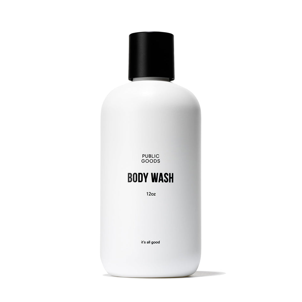 Public Goods Body Wash bottle featuring organic essential oils for a refreshing cleanse.