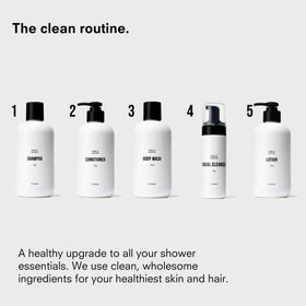 Public Goods Body Wash cruelty-free and packaged with 100% recycled post-consumer plastic.