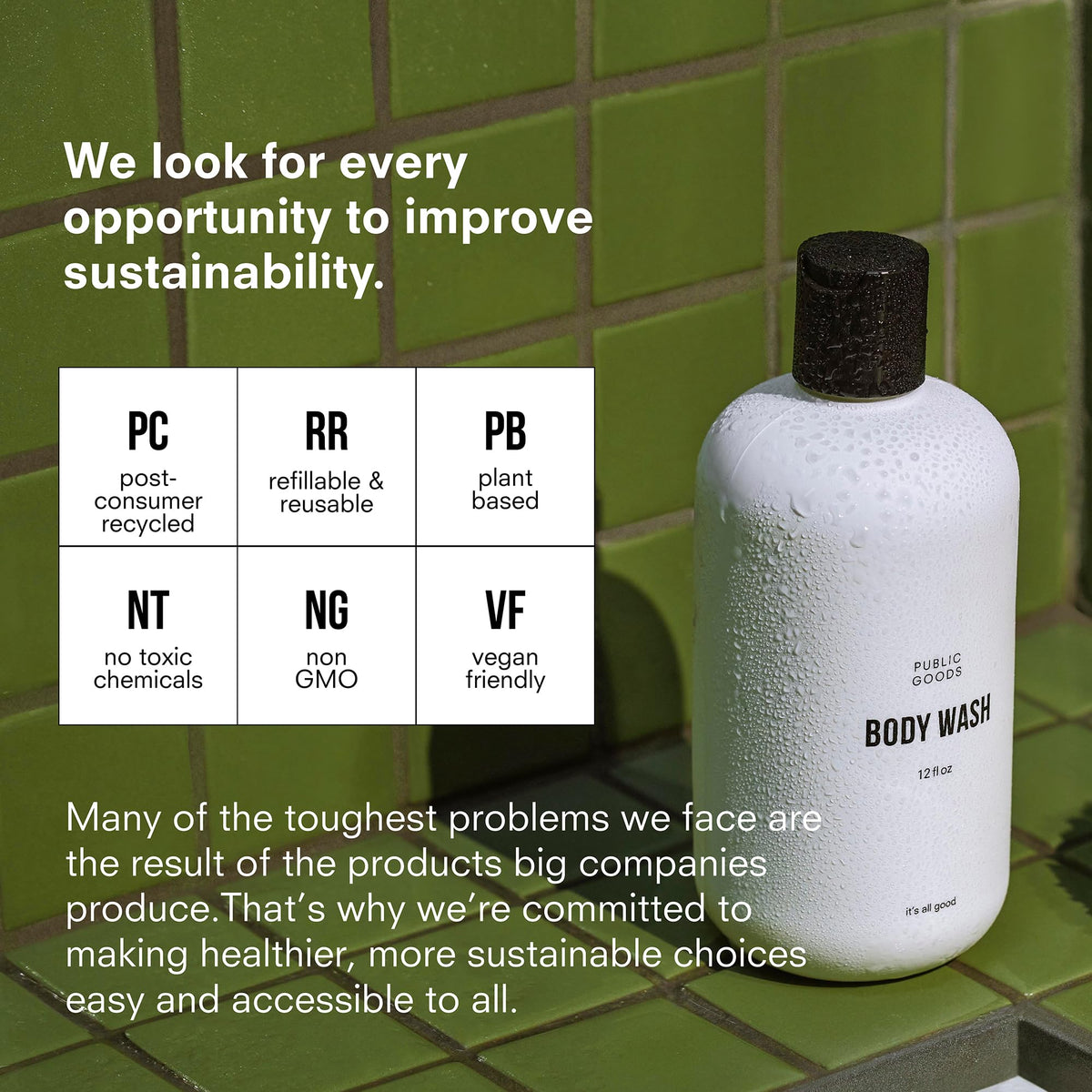Public Goods Body Wash aroma-drops of grapefruit and mandarin brighten your morning.