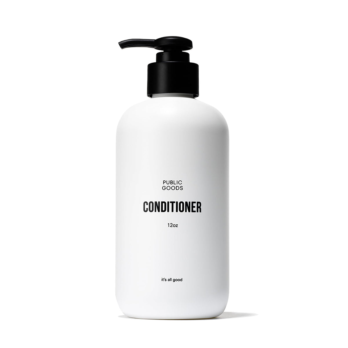Public Goods Conditioner bottle front showing vegan formula for all hair types