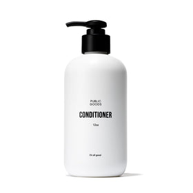 Public Goods Conditioner bottle front showing vegan formula for all hair types