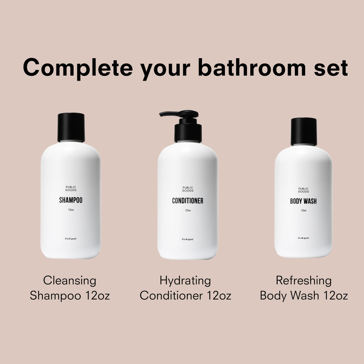 Public Goods body scrubber care guide image illustrating air-dry after use.