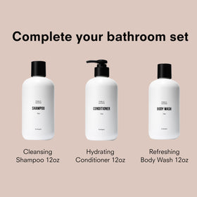 Public Goods body scrubber care guide image illustrating air-dry after use.
