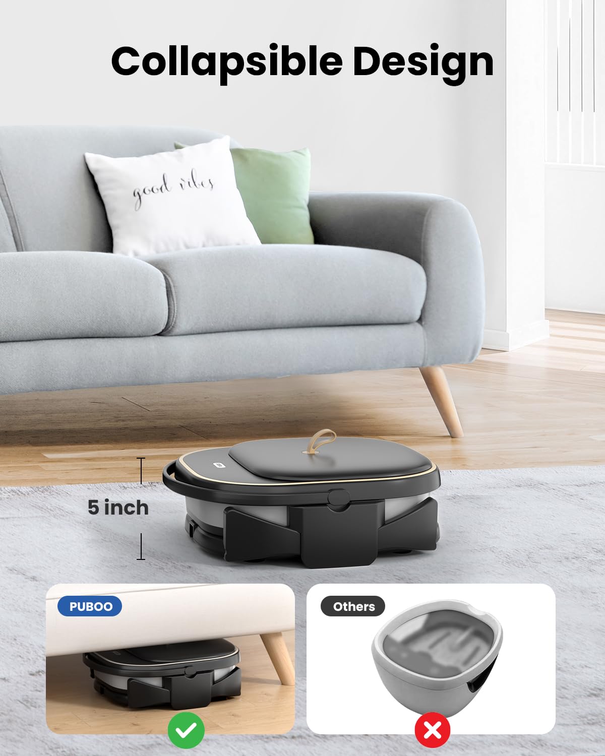Puboo foot spa interior water flow with filter for cleaner soaking water.