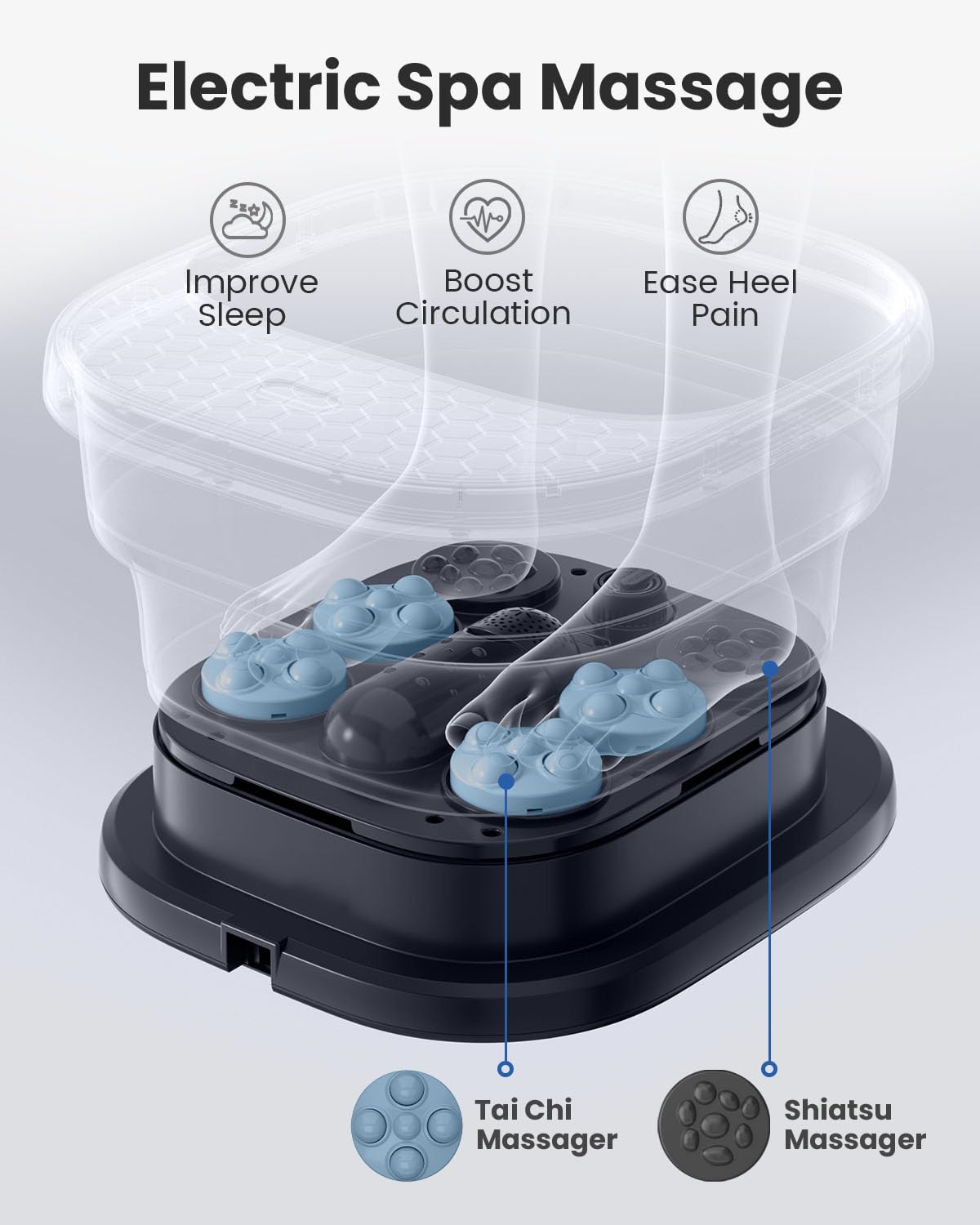 Puboo Foot Spa temperature display showing precise heat control for consistent soaks