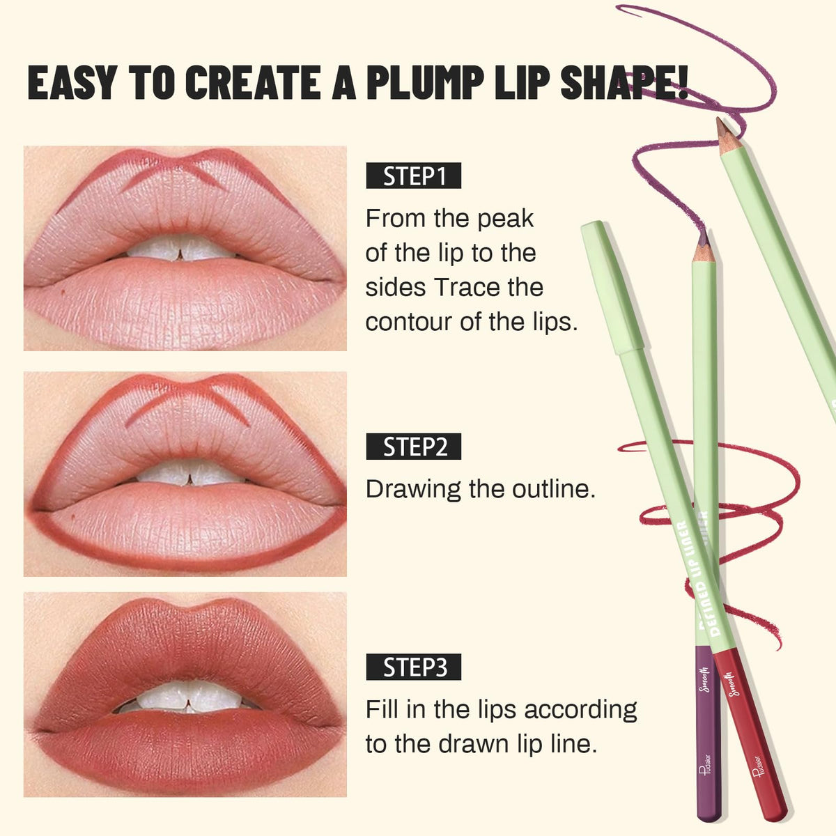 Pudaier matte velvet finish creates crisp lip outlines