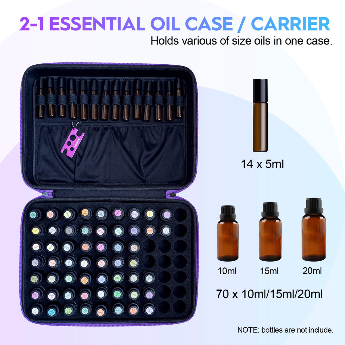PUDEKO large-capacity setup with 70 bottles and 14 rollers for organized kits