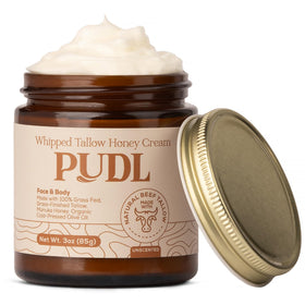 PUDL grass-fed beef tallow whipped cream close-up demonstrates rich hydration