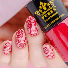 PUEEN Super Intense Nail Polish Pure White to highlight stamp patterns
